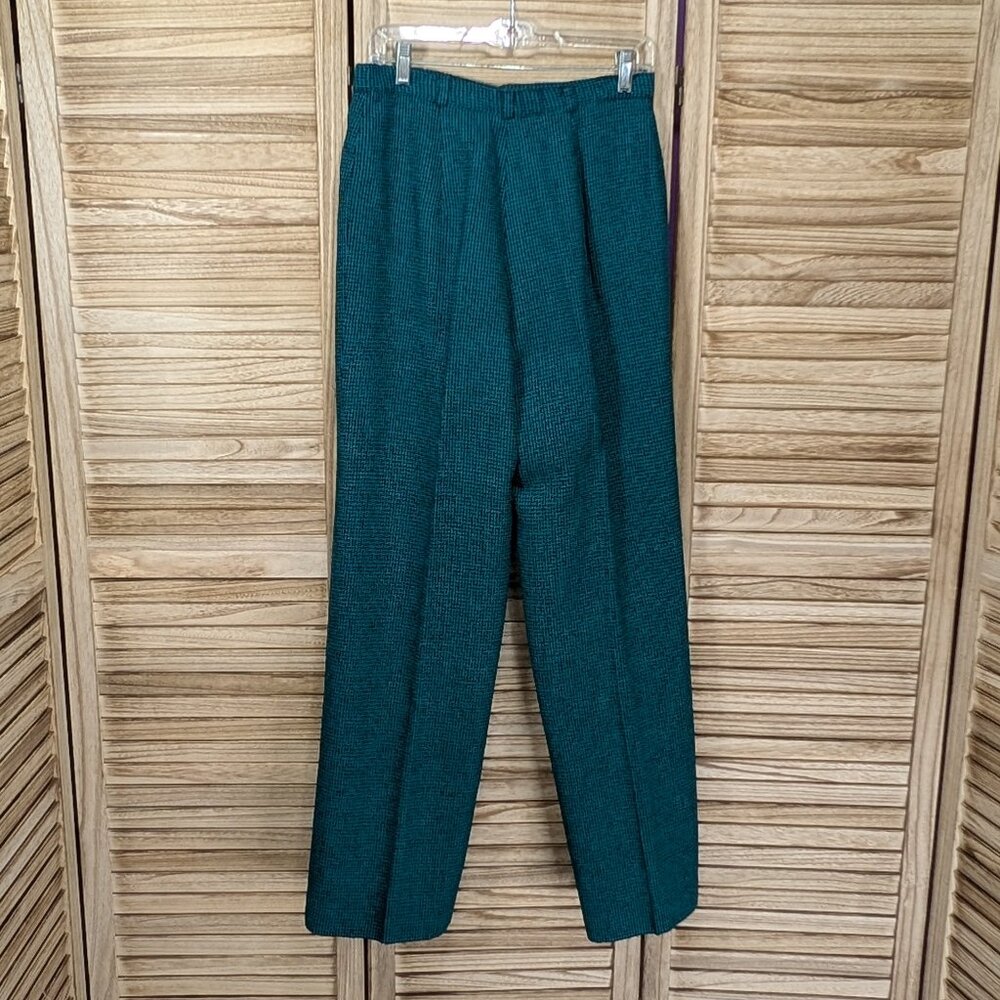High-Waist Teal Textured Dress Pants